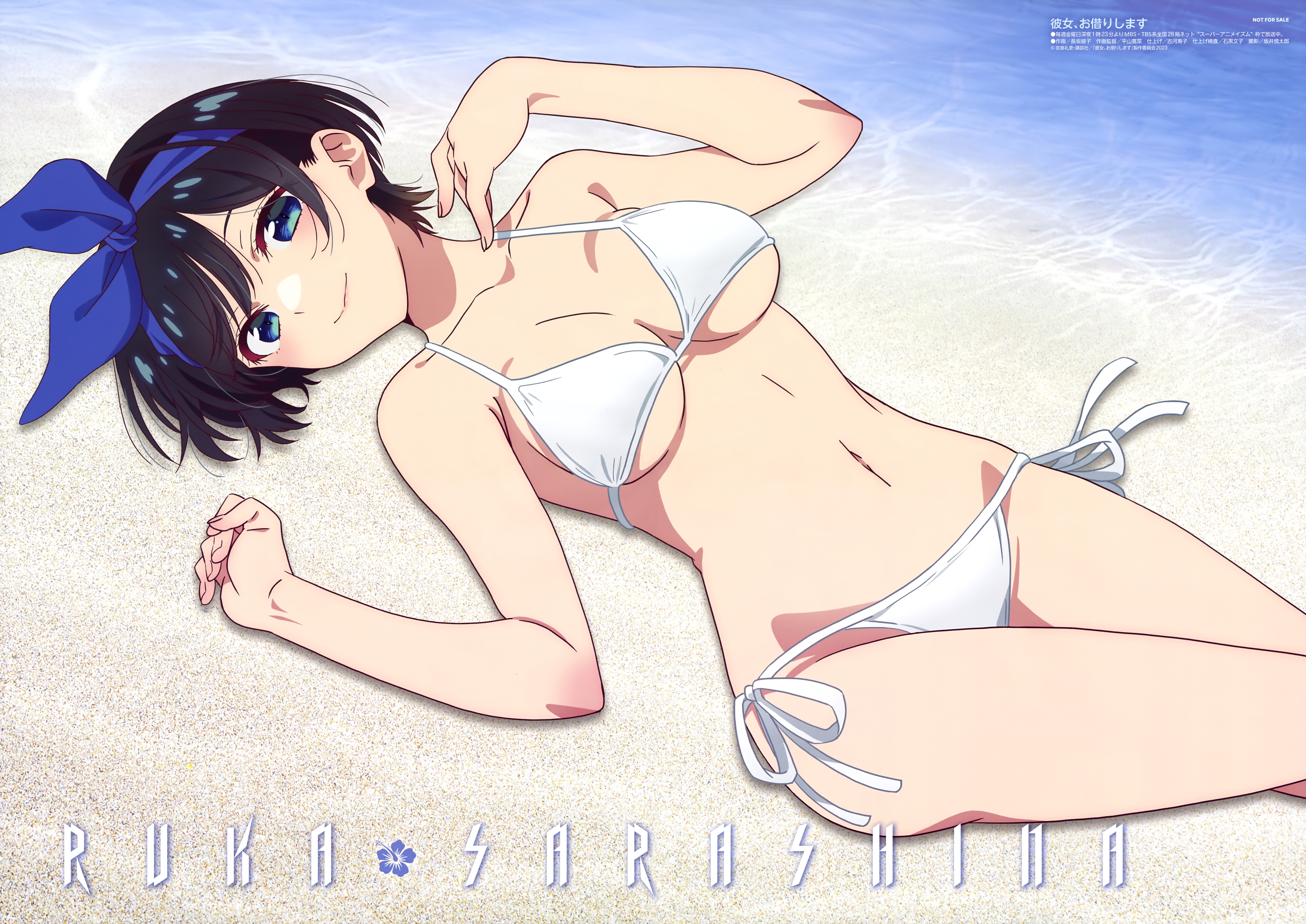 Sandy Repose. Ruka's Radiant White Bikini Portrait