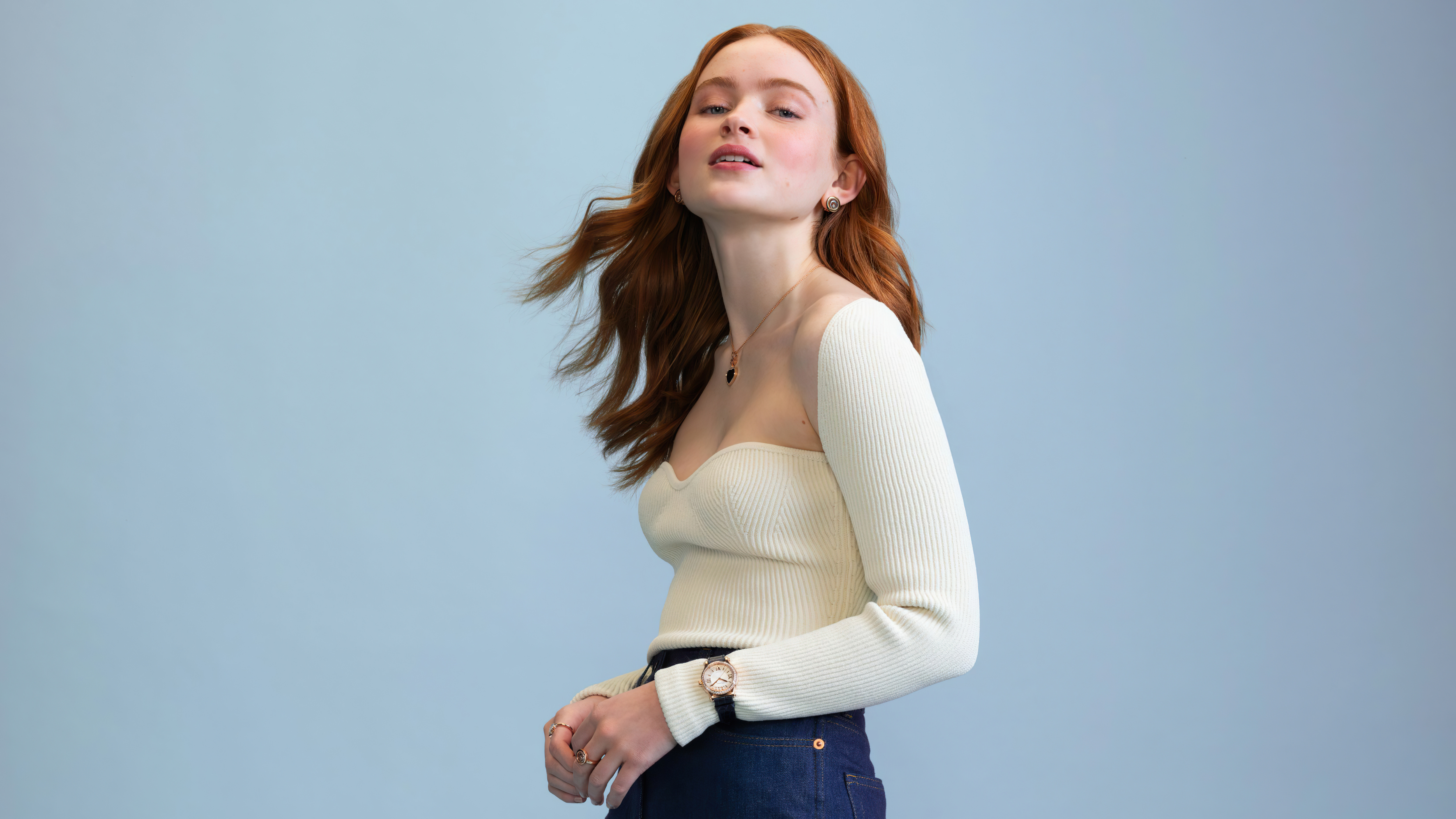 Powder Blue Horizon. Minimalist Ribbed Knit Contours 🧊⌚